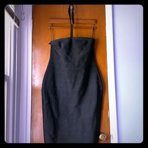 Stretch Black Halter Dress with Neck Choker, Sz 12